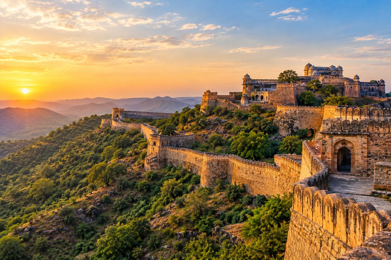 Kumbhalgarh Fort walls in the Aravalli hills